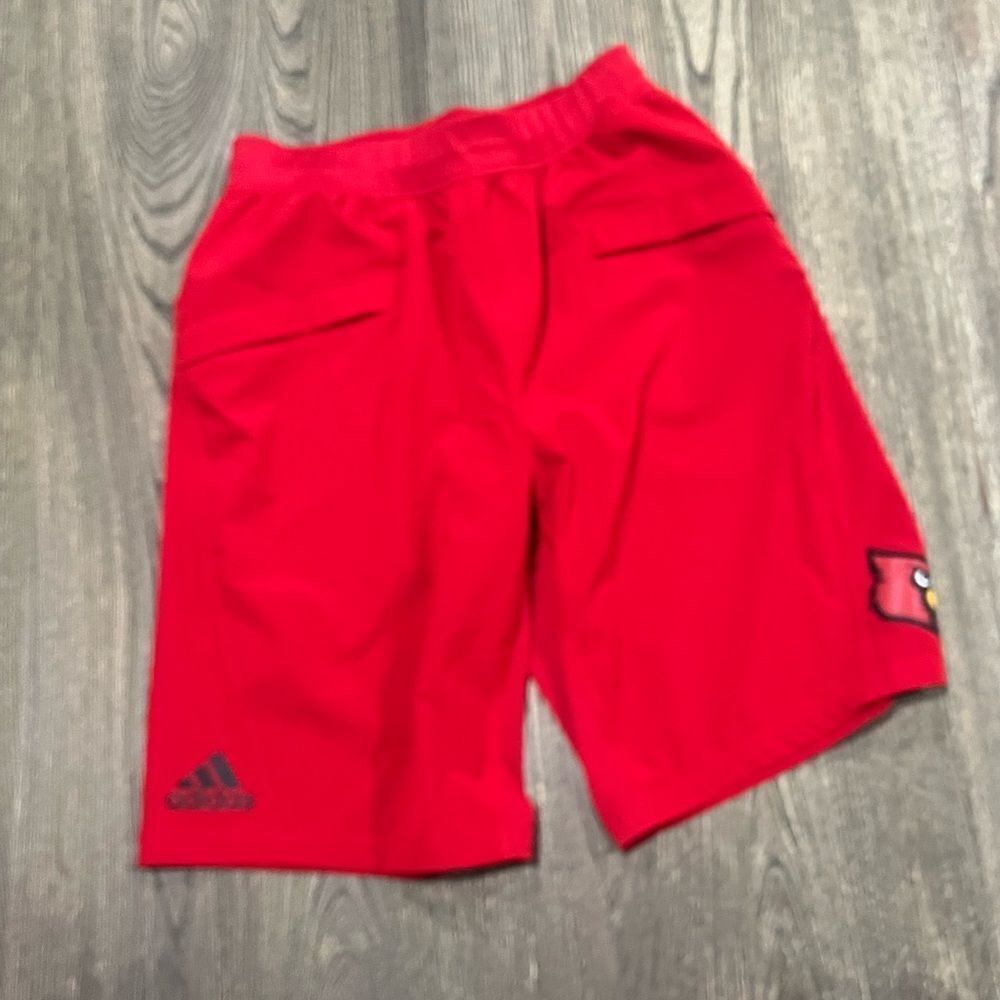 Adidas Mens Performance Shorts Louisville Cardinals Elastic Waist Red Size S